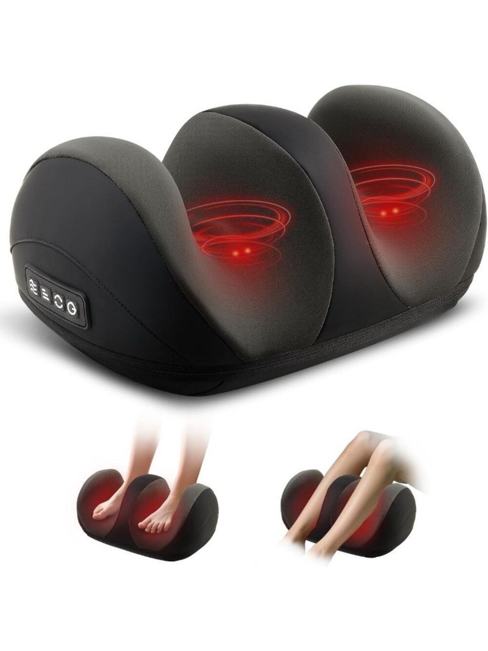 Shiatsu Foot & Calf Massager with Heat - Relaxing Foot Therapy, Black